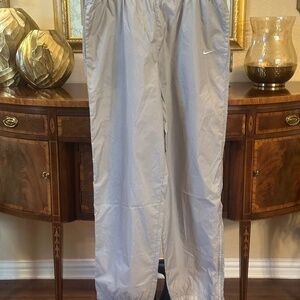 Nike Gray Lightweight Woven Joggers with White Swoosh